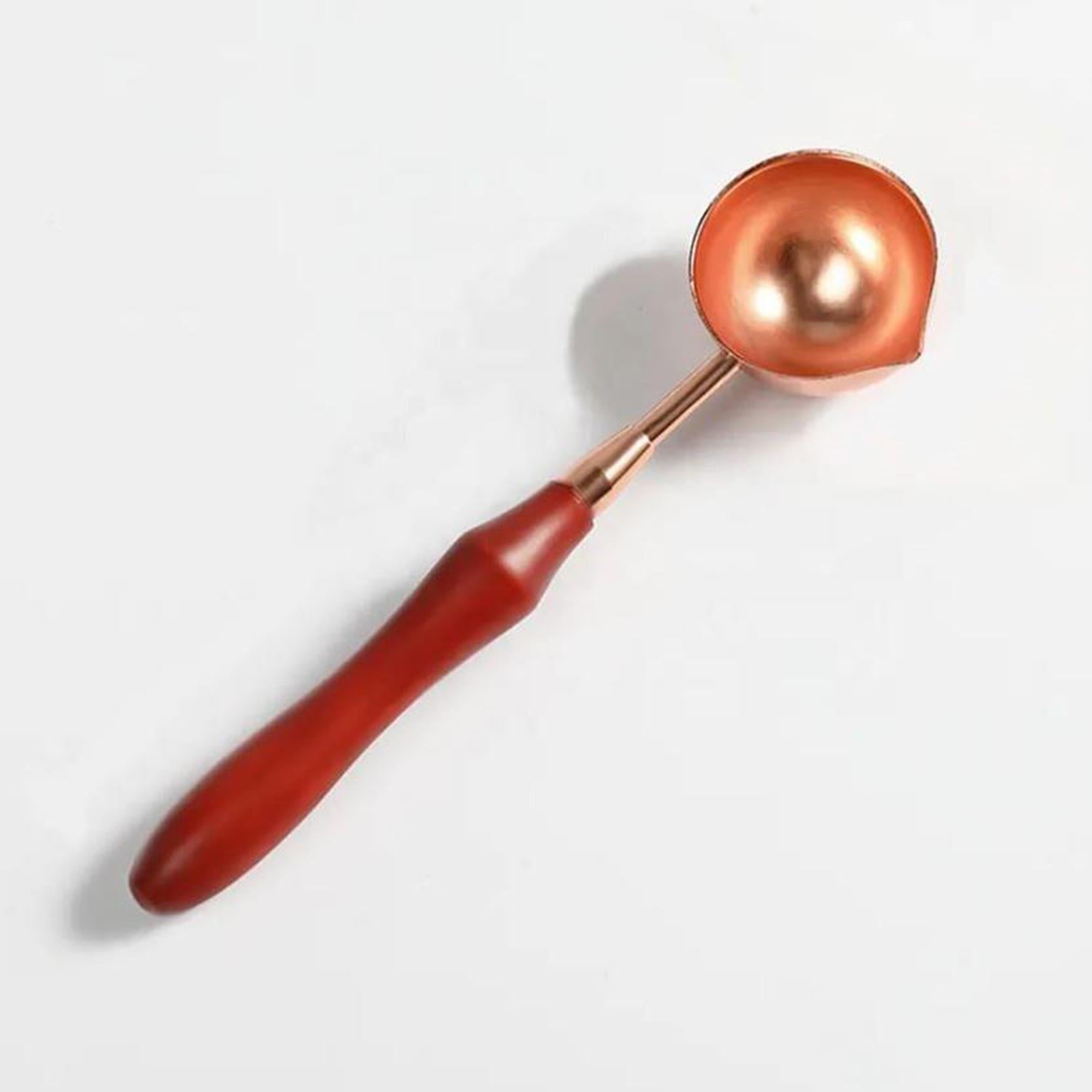 Ahşap Sap Mum Mührü Eritme Kaşığı Paslanmaz Çelik Rose Gold Kaşık