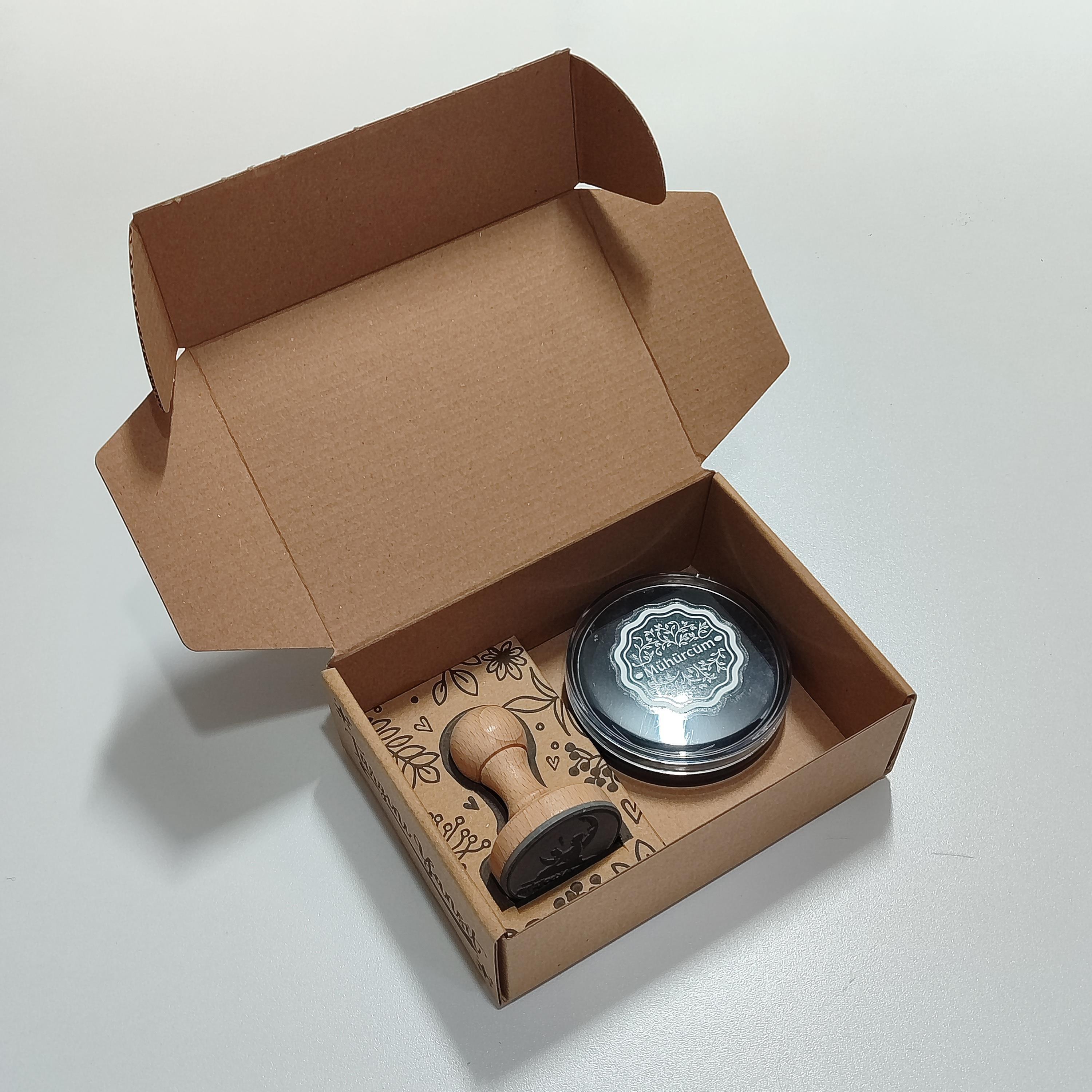 Ahşap Yuvarlak Kitap Mührü Kayın Ağacı Istampa Hediyeli