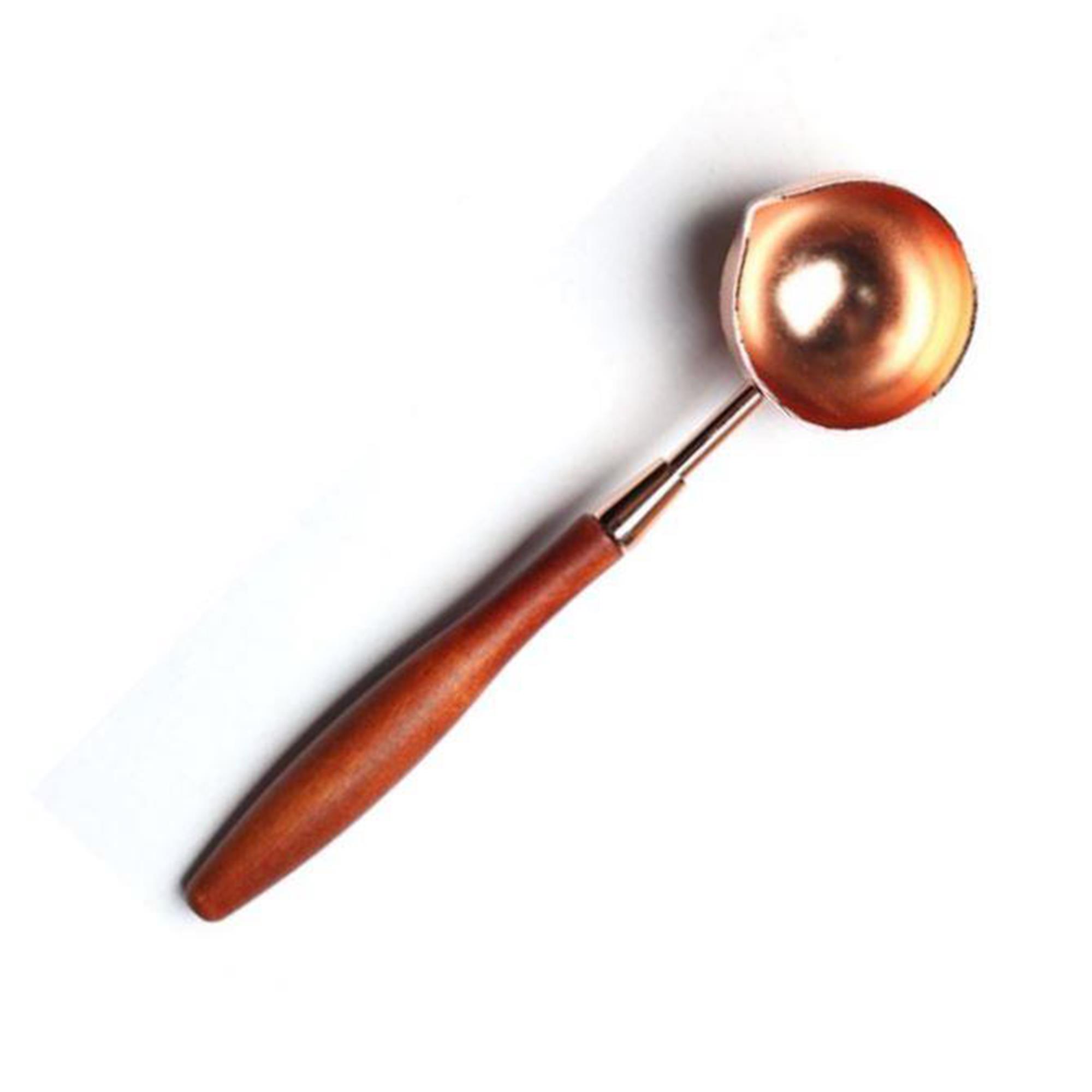 Armut Ağacı Ahşap Saplı Mum Mührü Eritme Kaşığı Rose Gold Kaşık