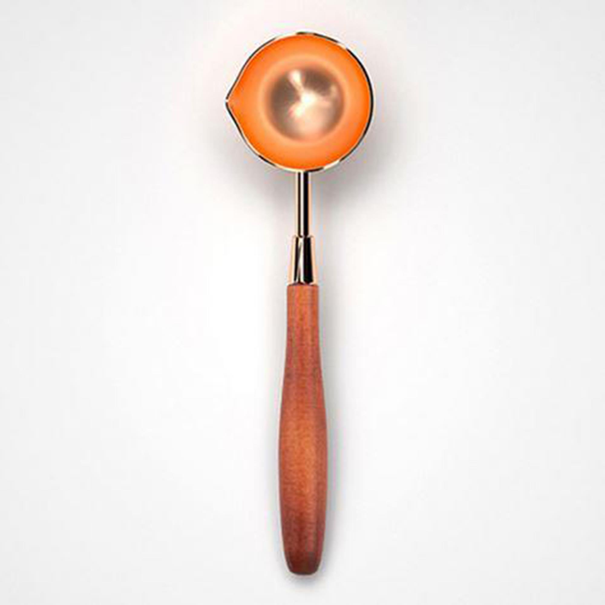 Armut Ağacı Ahşap Saplı Mum Mührü Eritme Kaşığı Rose Gold Kaşık
