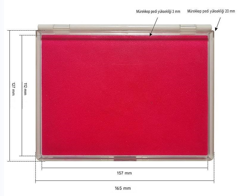 Büyük Boy Kırmızı Istampa 165*127mm Su Bazlı Mürekkep Baskı Pedi
