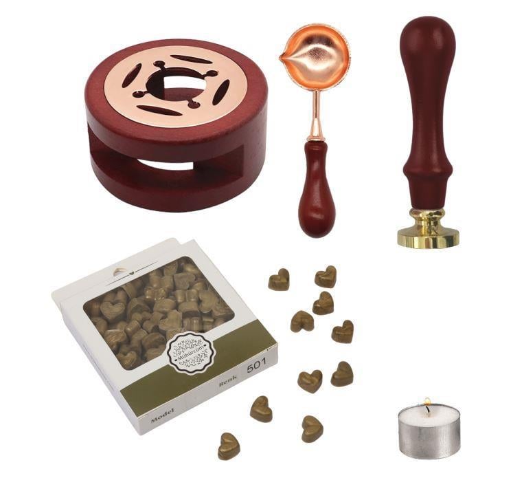 Davetiye Mum Mühürü Uygulama Seti Kahverengi