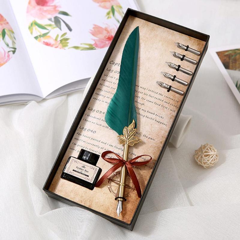 Divit Kalem Turkuaz Tüy Kaligrafi Seti Mürekkep Şişesi ve Ekstra 5 Farklı Uç