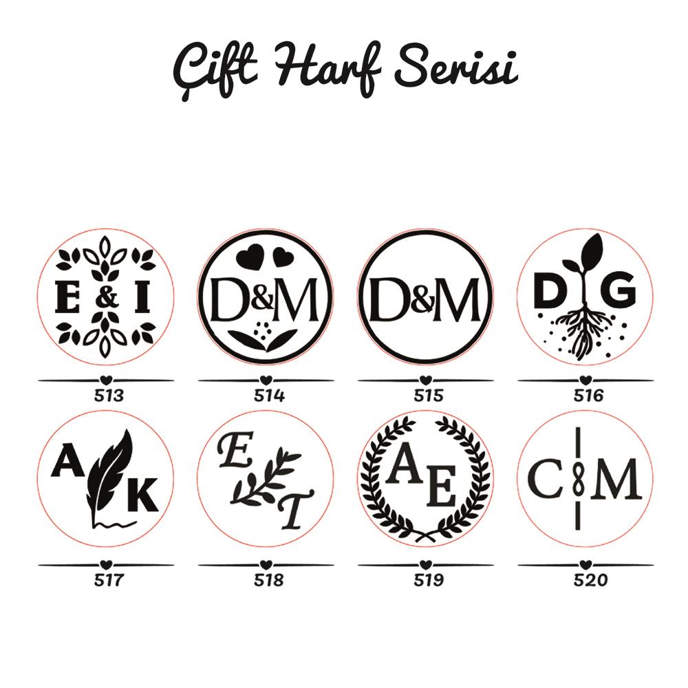 Düğün Davetiye Bantlı İki Harfli Özel Tasarım Mum Mühürü