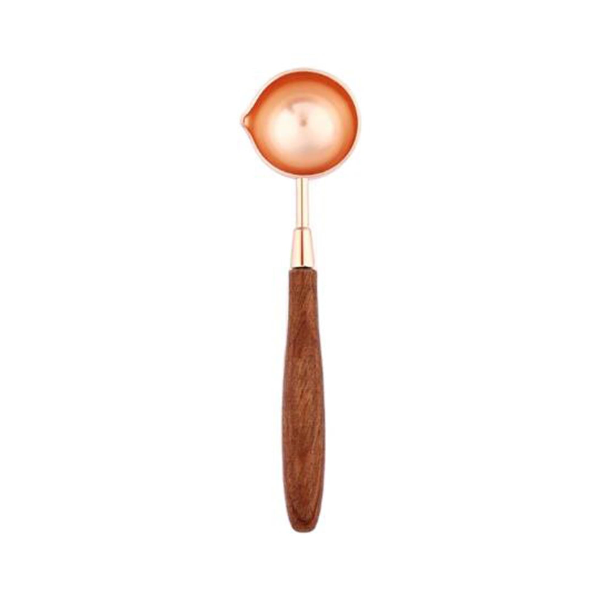 Gül Ağacı Ahşap Saplı Mum Mührü Eritme Kaşığı Rose Gold Kaşık