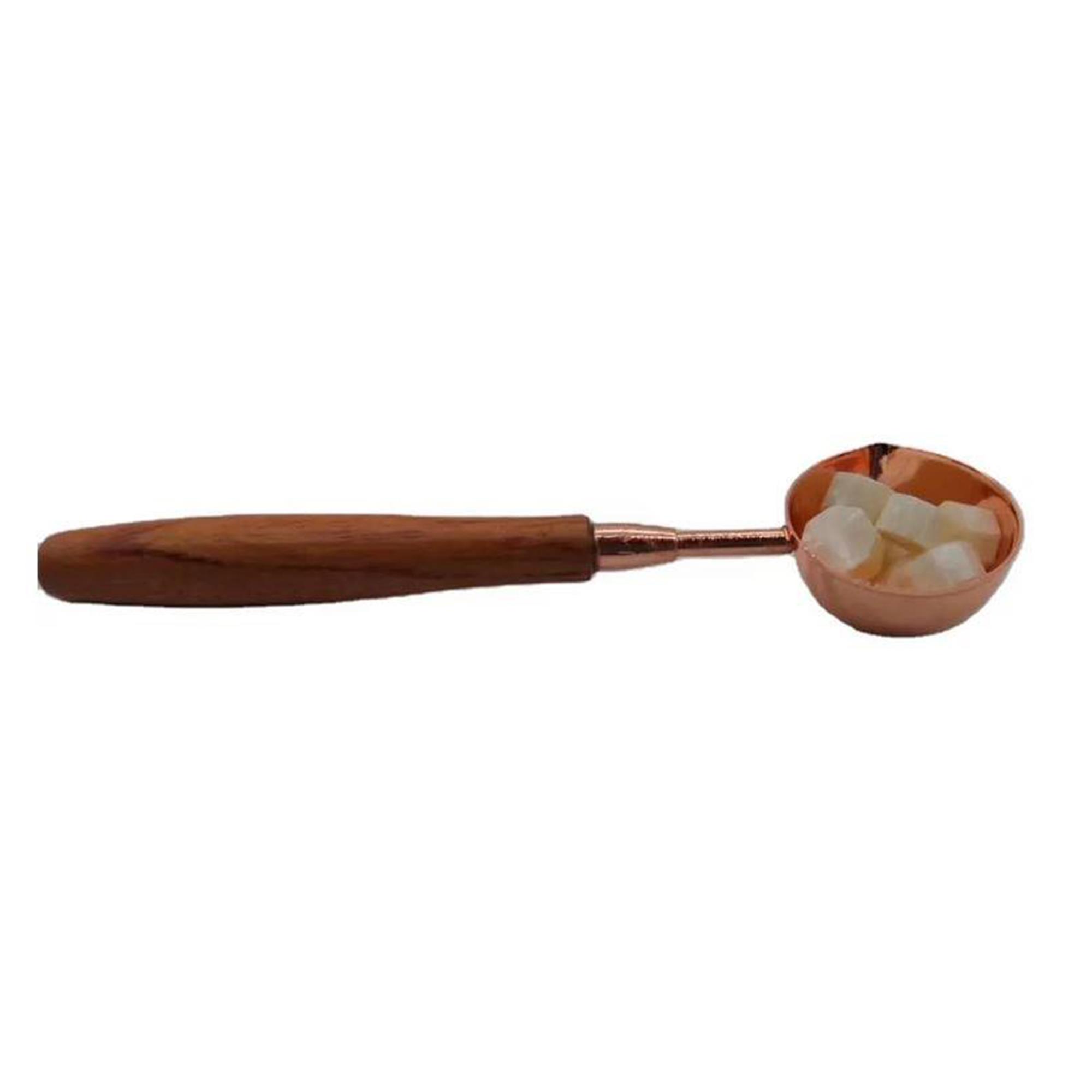 Gül Ağacı Ahşap Saplı Mum Mührü Eritme Kaşığı Rose Gold Kaşık