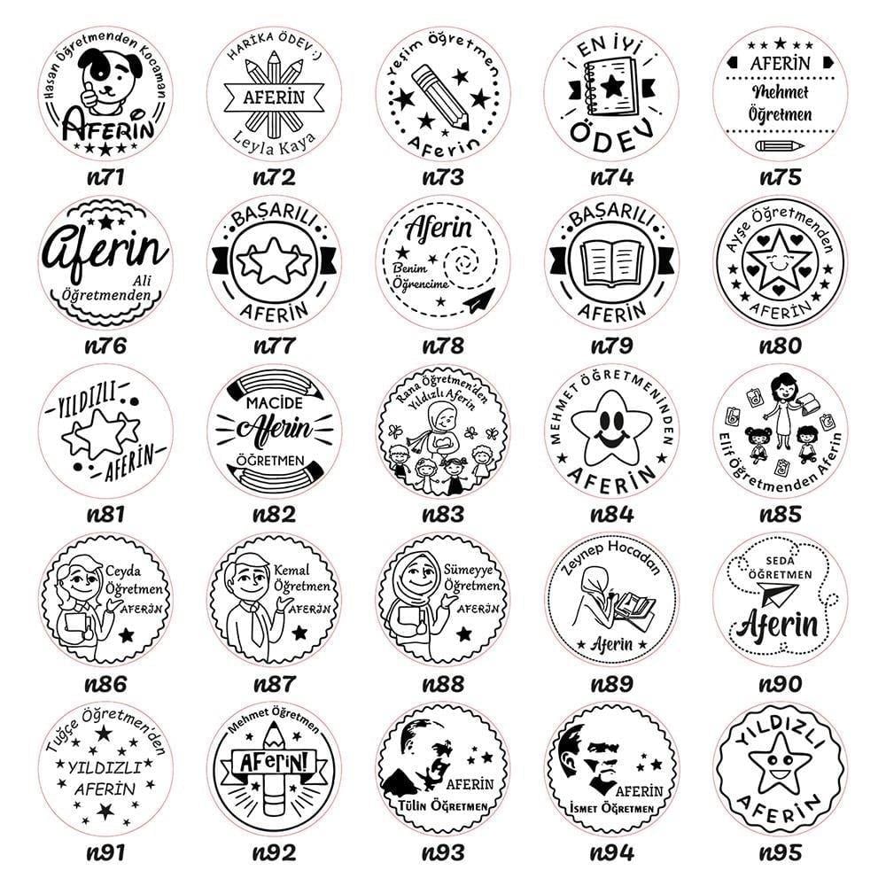 Ahşap Mühür 40mm Çap Eklemli Fil Figürlü Tasarım Istampa Hediyeli