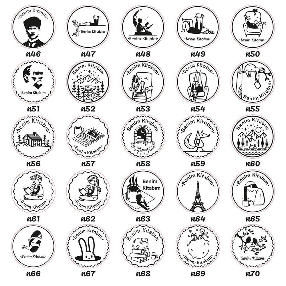 Ahşap Mühür 40mm Çap Eklemli Kaplumbağa Figürlü Istampa Hediyeli