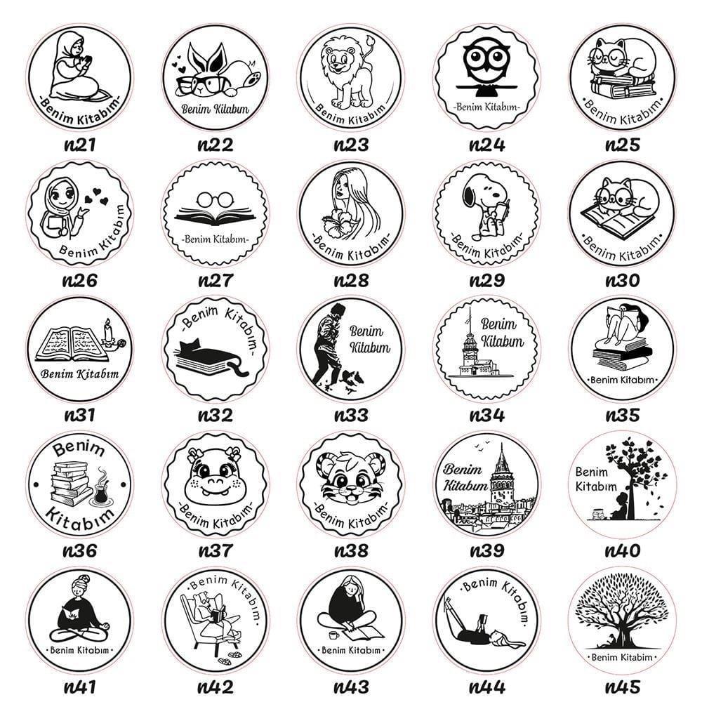 Ahşap Mühür 40mm Çap Eklemli Kaplumbağa Figürlü Istampa Hediyeli