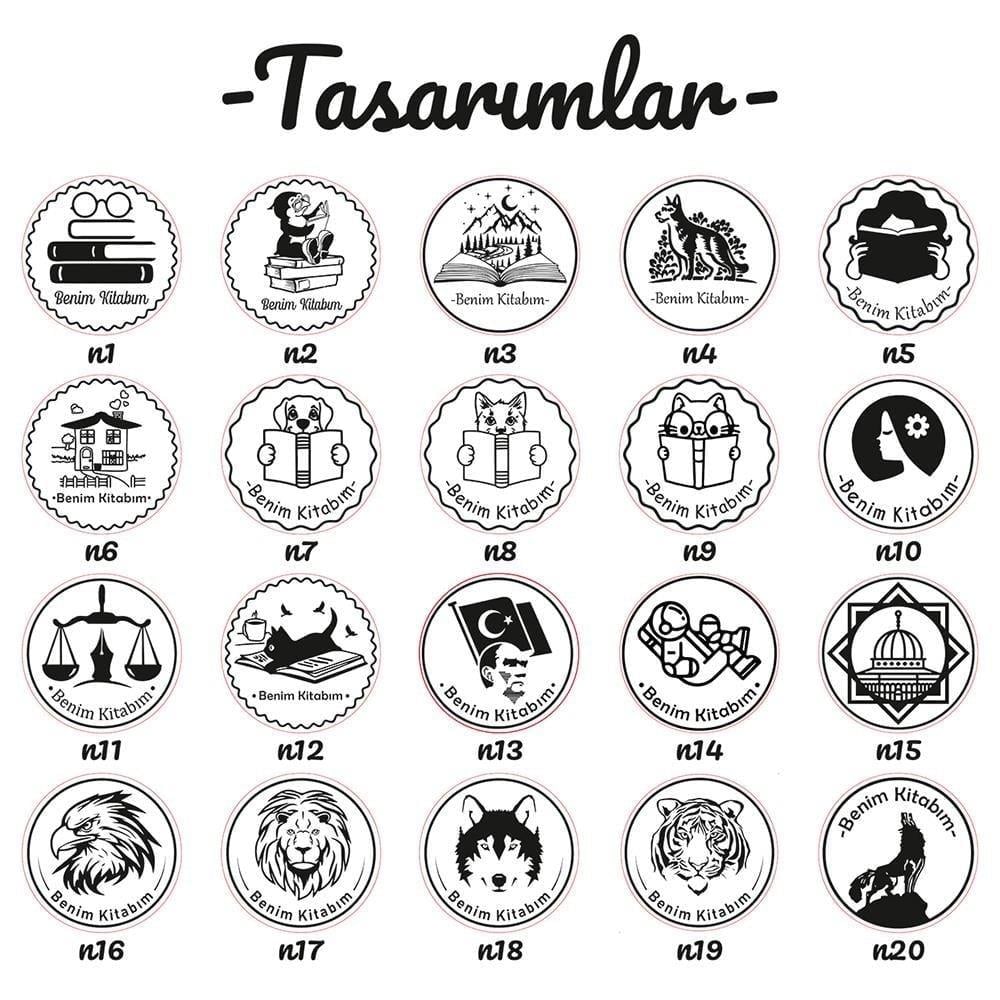 Ahşap Mühür 40mm Çap Eklemli Fil Figürlü Tasarım Istampa Hediyeli