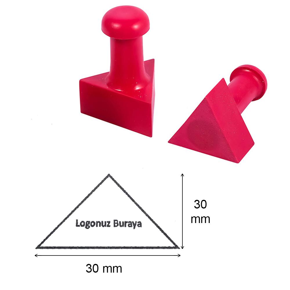 Mühür Özel Alaşım Kauçuk Kaşe Kırmızı Renk Üçgen 30x30 mm
