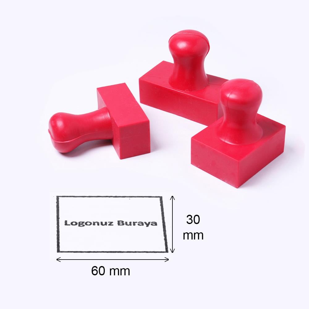 Mühür Özel Alaşım Kauçuk Kaşe Kırmızı Renk Dikdörtgen 60x30 mm