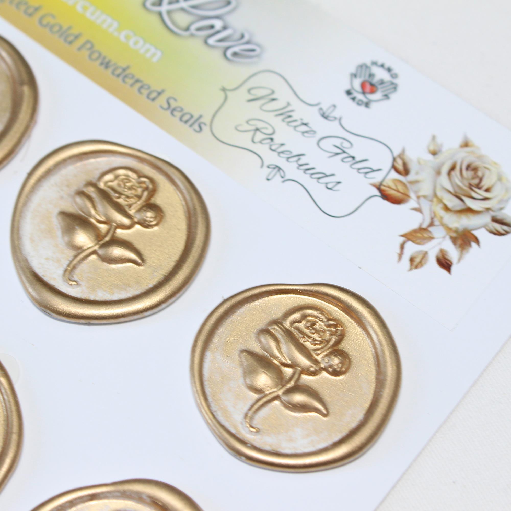 Mühürcüm White Gold Rosebuds 12 Adet 3D Hazır Kendinden Yapışkanlı Sticker Mühür RM2107