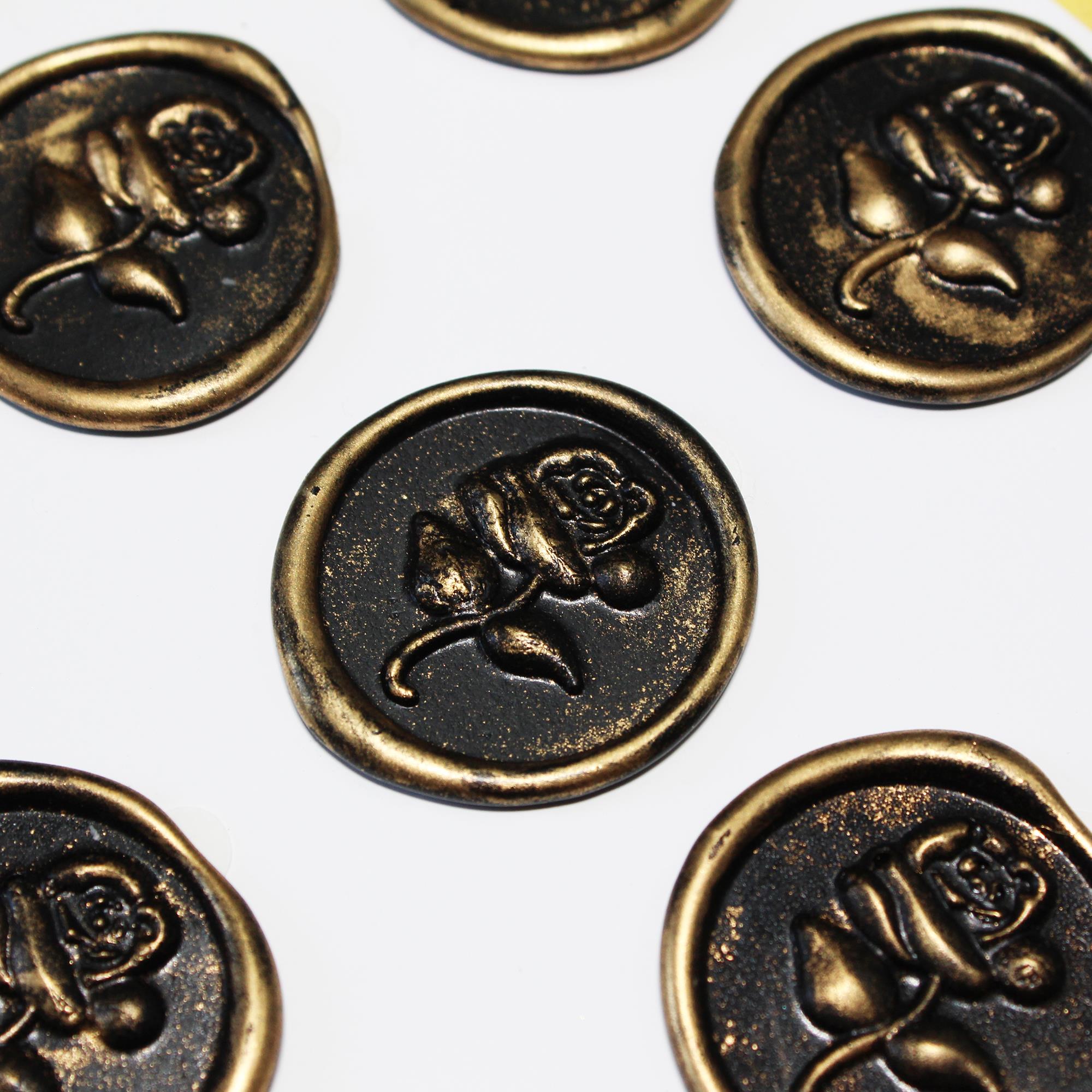 Mühürcüm Antique Rosebuds 12 Adet 3D Hazır Kendinden Yapışkanlı Sticker Mühür RM2105