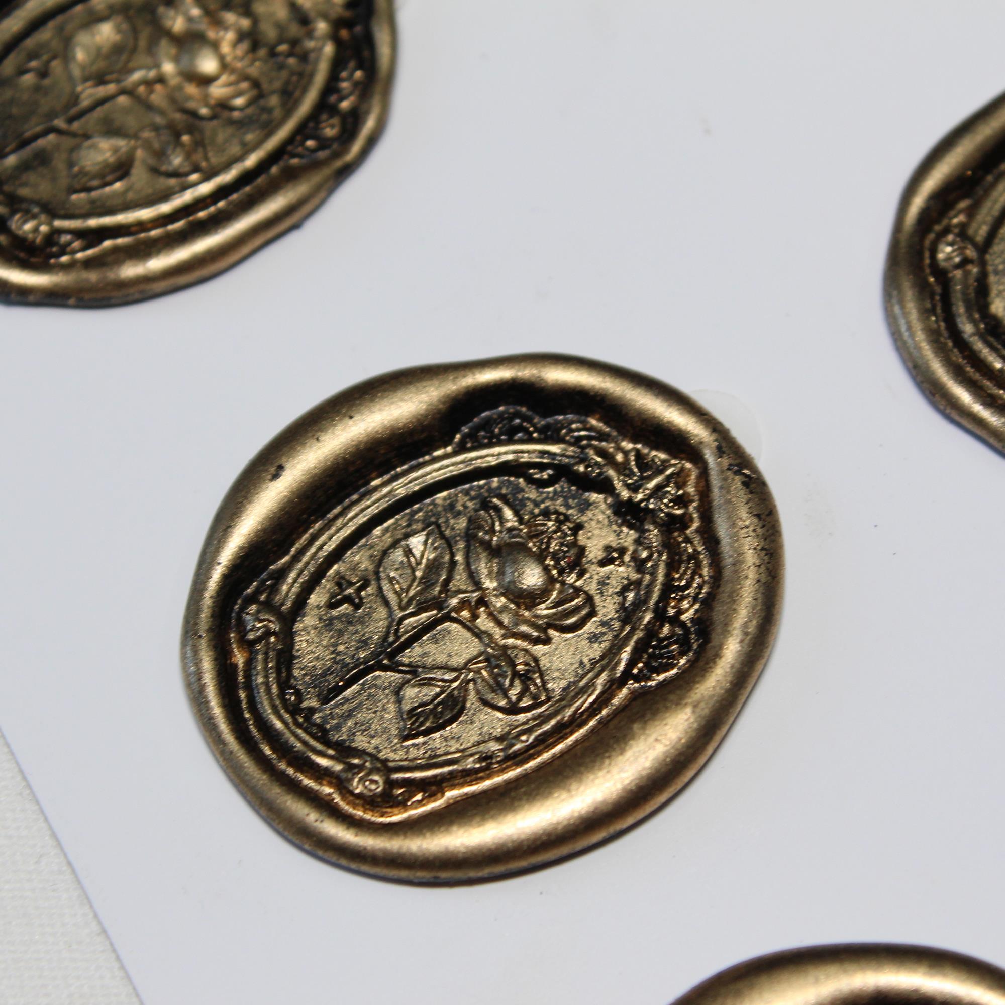 Mühürcüm Black Gold Rose 12 Adet 3D Hazır Kendinden Yapışkanlı Sticker Mühür RM2109