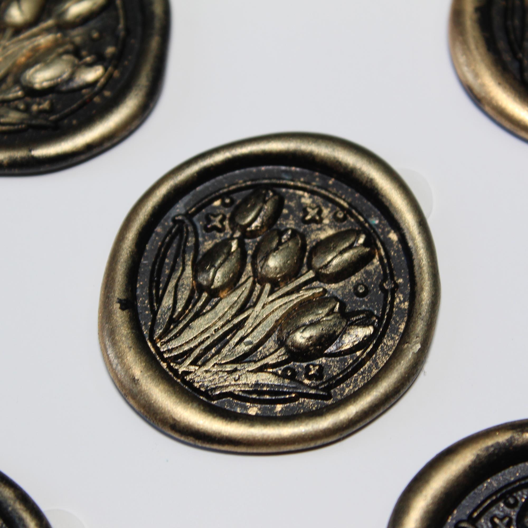 Mühürcüm Antique Tulips 12 Adet 3D Hazır Kendinden Yapışkanlı Sticker Mühür RM2108