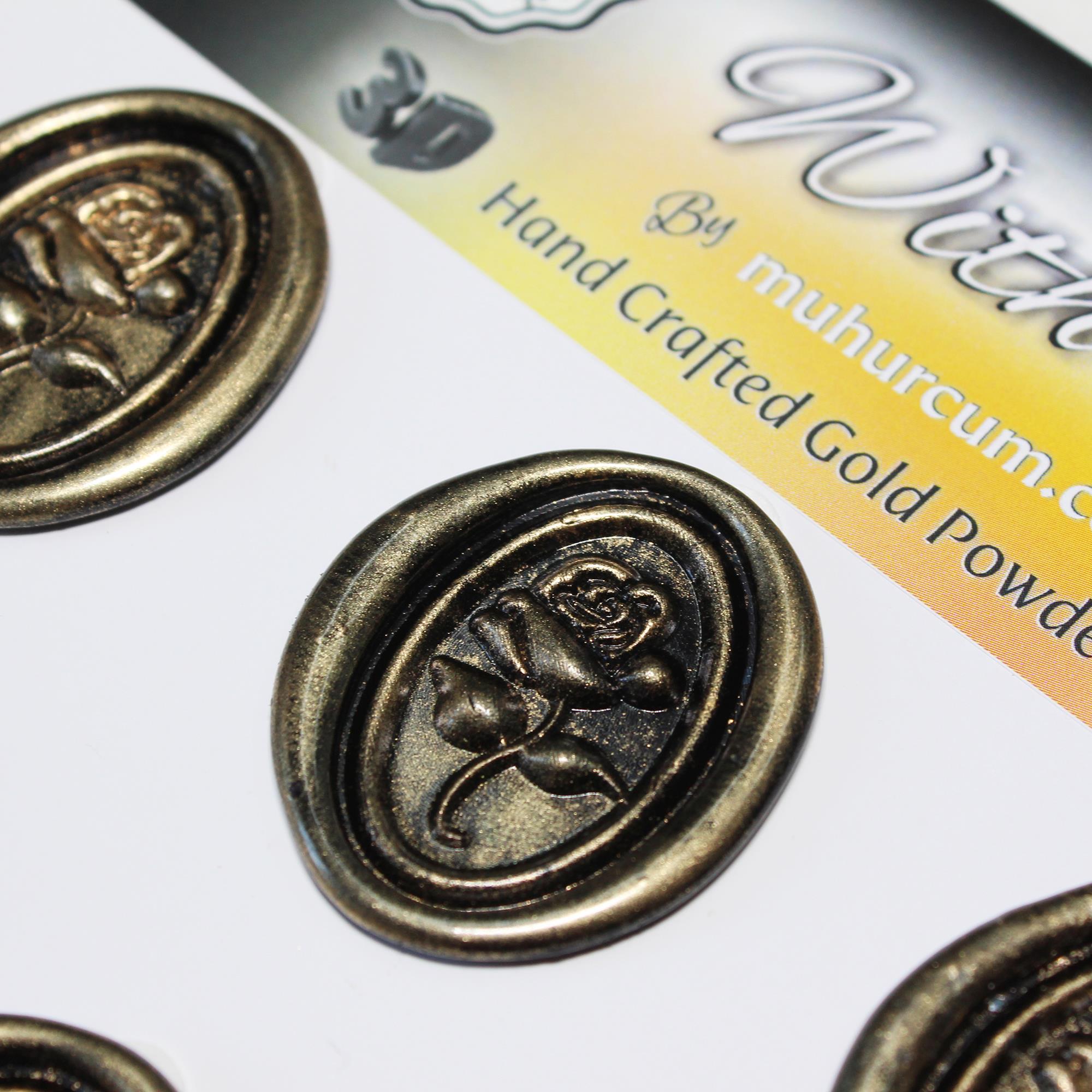 Mühürcüm Black Gold Rosebuds 12 Adet 3D Hazır Kendinden Yapışkanlı Sticker Mühür RM2106