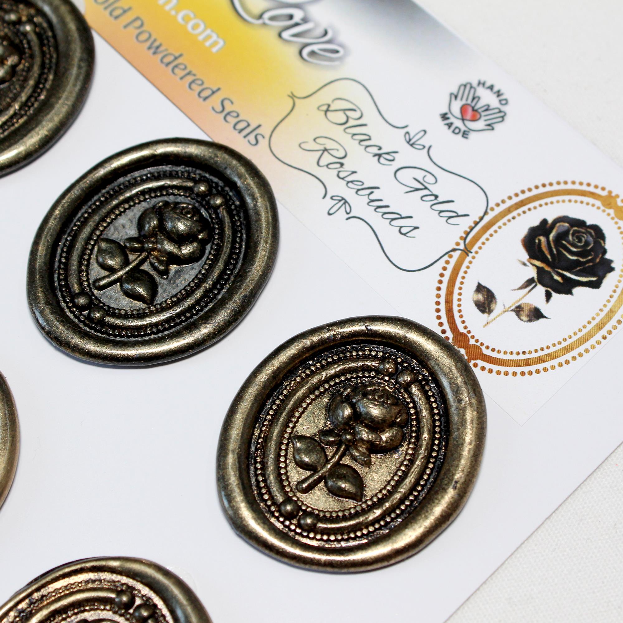 Mühürcüm Black Gold Rosebuds  12 Adet 3D Hazır Kendinden Yapışkanlı Sticker Mühür RM2110