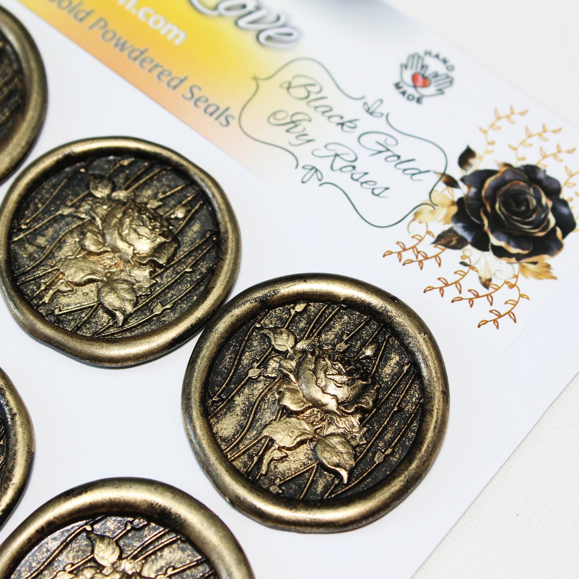 Mühürcüm Black Gold Ivy Roses 12 Adet 3D Hazır Kendinden Yapışkanlı Sticker Mühür RM2111