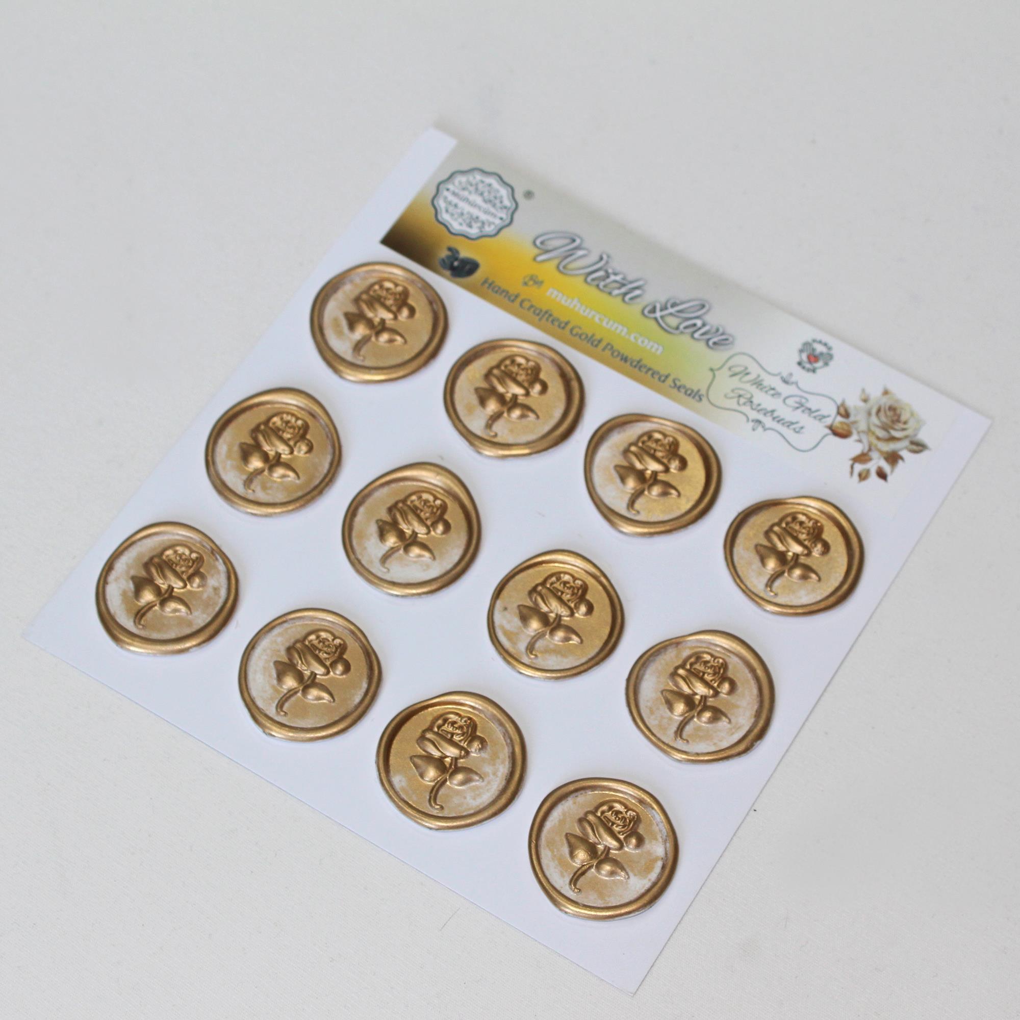 Mühürcüm White Gold Rosebuds 12 Adet 3D Hazır Kendinden Yapışkanlı Sticker Mühür RM2107
