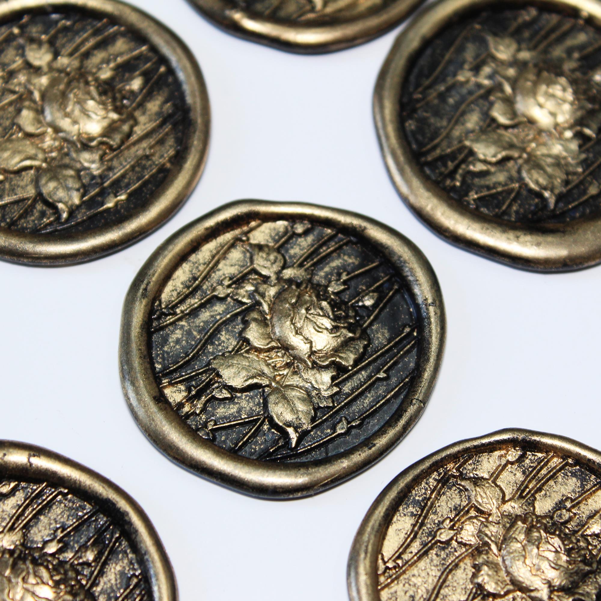 Mühürcüm Black Gold Ivy Roses 12 Adet 3D Hazır Kendinden Yapışkanlı Sticker Mühür RM2111