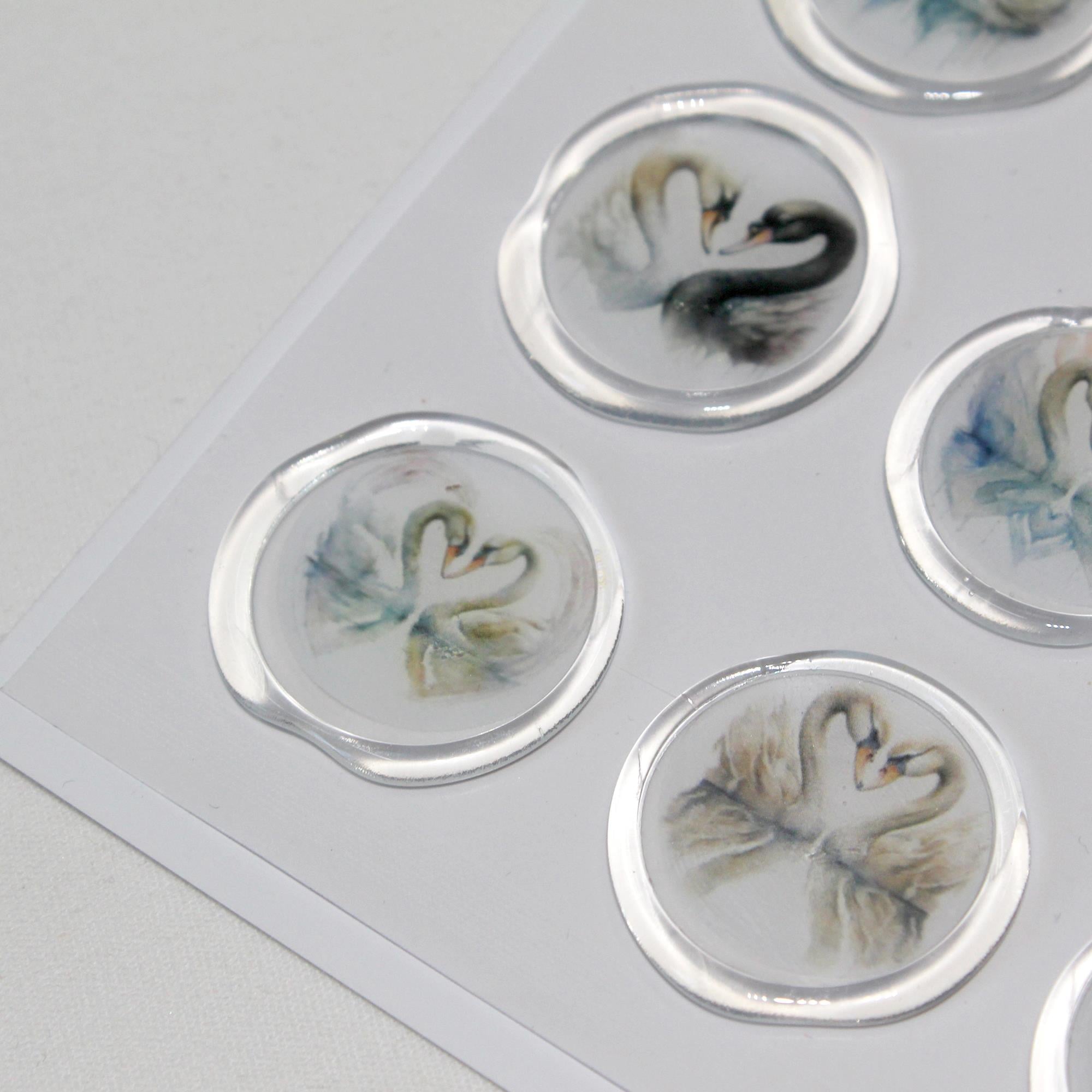 Mühürcüm 12 Adet Hazır Kendinden Yapışkanlı Kuğu Sticker Mühür KYSM112