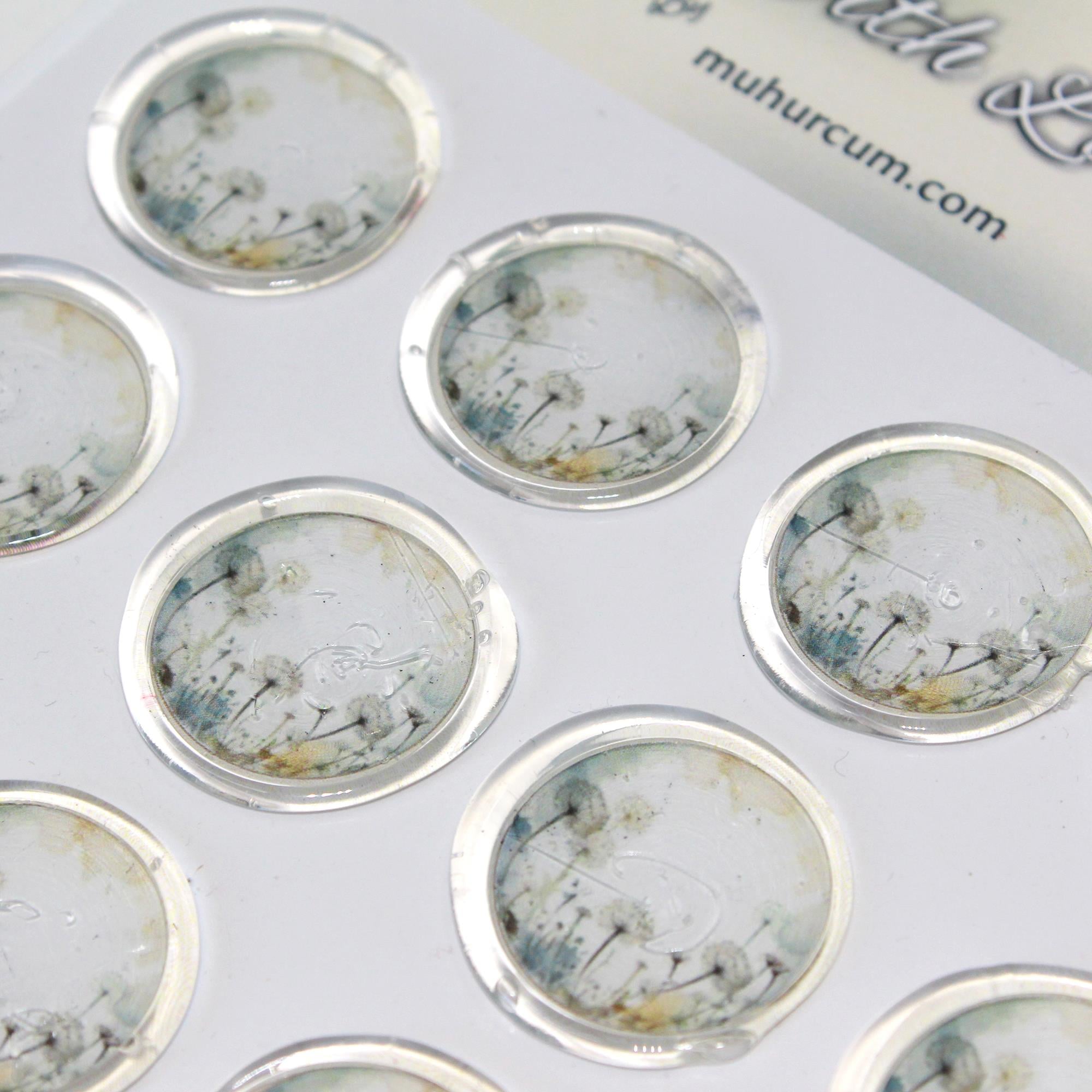 Mühürcüm 12 Adet Hazır Kendinden Yapışkanlı Çiçek Karahindiba Sticker Mühür KYSM108