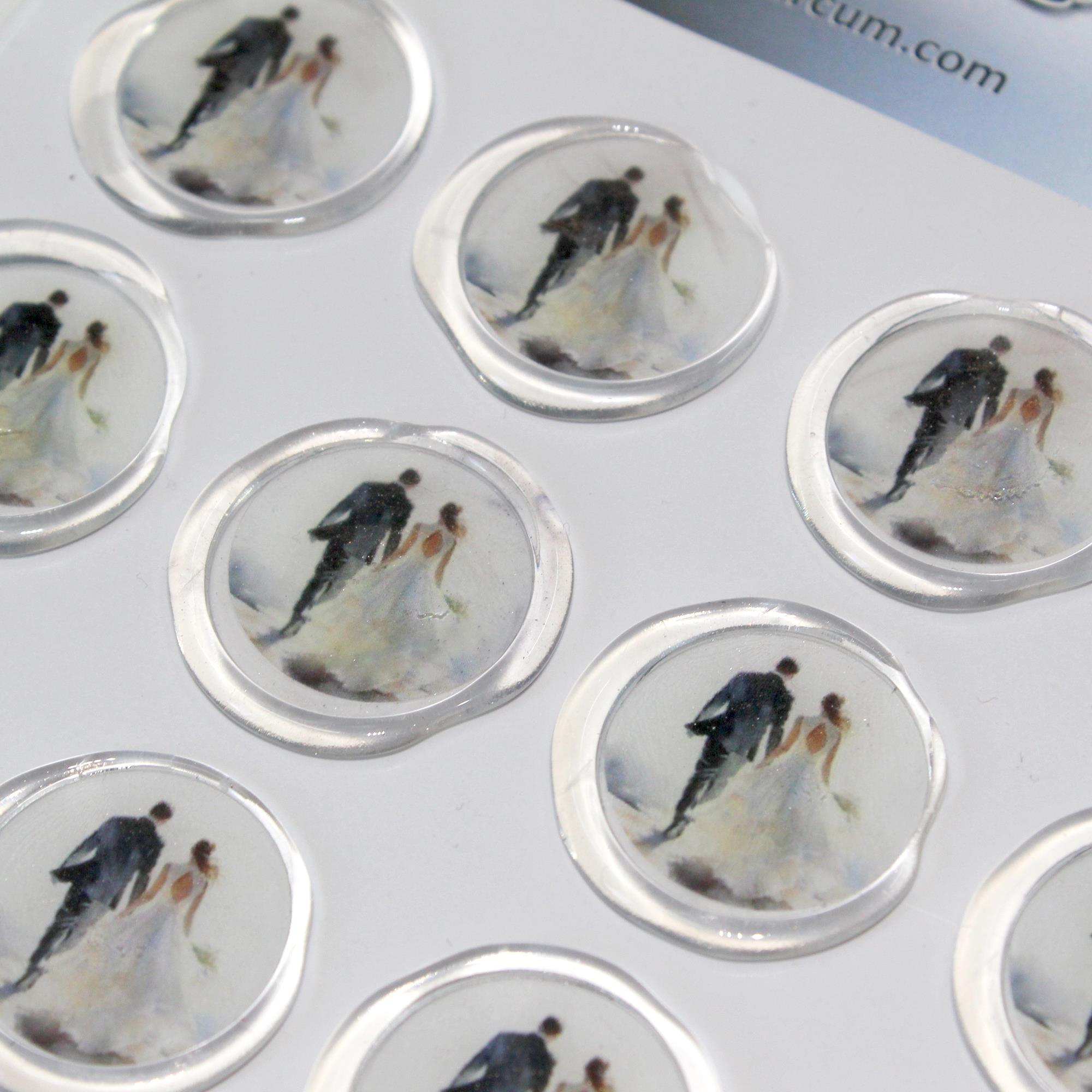 Mühürcüm 12 Adet Hazır Kendinden Yapışkanlı Gelin Damat Davetiye Sticker Mühür KYSM114