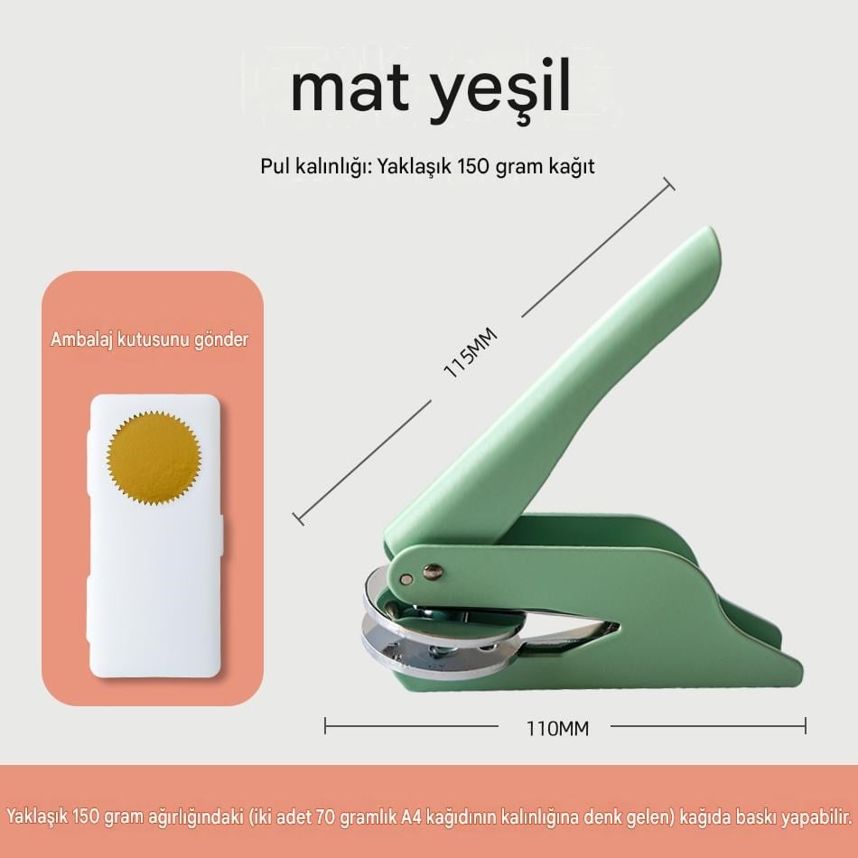 Soğuk Damga Kabartma Kitap Mührü Mat Yeşil Boya Özel Seri