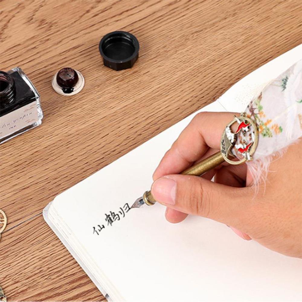 Tüy Divit Kalem Mürekkep Mühür Kaşık 13 lü Pirinç Set Cren Kuşu