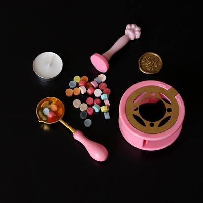 Gül Desenli 5 Parça Mum Mühür Seti