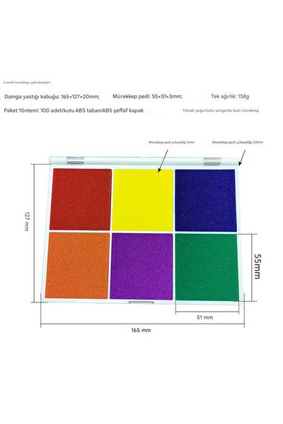 6 in 1 Arada Istampa Büyük Boy 165*127mm Çok Renkli Mürekkep Pedi