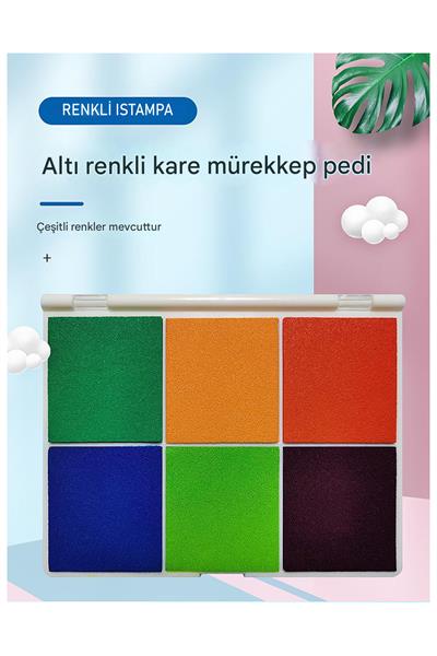 6 in 1 Arada Istampa Büyük Boy 165*127mm Çok Renkli Mürekkep Pedi