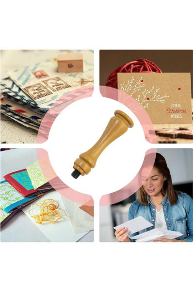 Ahşap Mum Mühür Sapı Cilalı Kayın Ağacı G14 Özel Tasarım M8 Dişli 