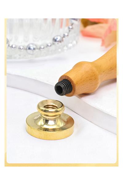 Ahşap Mum Mühür Sapı Cilalı Kayın Ağacı G15 Özel Tasarım M8 Dişli 