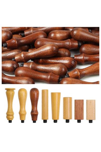 Ahşap Mum Mühür Sapı Cilalı Kayın Ağacı G18 Özel Tasarım M8 Dişli 