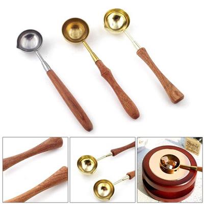 Ahşap Sap Mum Mührü Eritme Kaşığı Paslanmaz Çelik Gümüş Kaşık