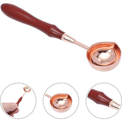 Ahşap Sap Mum Mührü Eritme Kaşığı Paslanmaz Çelik Rose Gold Kaşık