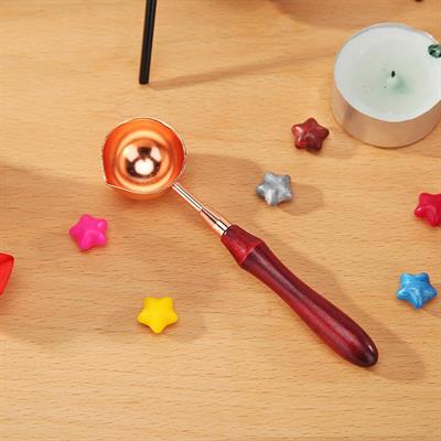 Ahşap Saplı Retro Mum Mührü Eritme Kaşığı Rose Gold Kaşık