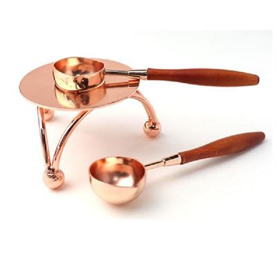 Armut Ağacı Ahşap Saplı Mum Mührü Eritme Kaşığı Rose Gold Kaşık