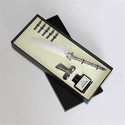 Beyaz ve Kırmızı Tüy Divit Antik Kaligrafi Kalem Mürekkep Seti ve 5 Farklı Uç RM2101