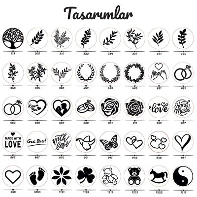 Mühür Mumu Damga 35 mm Yuvarlak Kumlu Boş Pirinç Kafa + Ahşap Sap