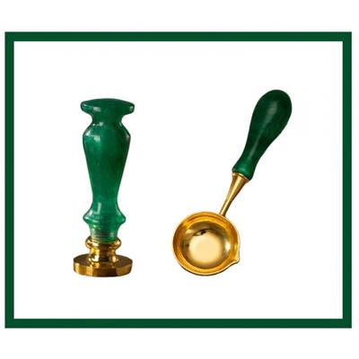 Davetiye Mum Mühürü Uygulama Seti El Yapımı Akrilik  Yeşil Renk