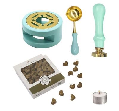 Davetiye Mum Mühürü Uygulama Seti Su Yeşili Rengi