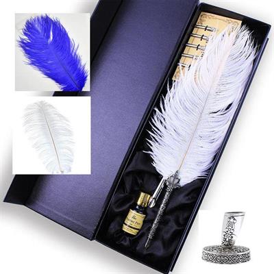 Divit Tüy Antika Kalem Seti Kalem Standı ve Dolu Mürekkep Şişesi İle