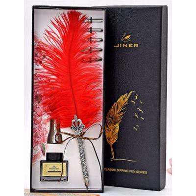 Divit Tüy Antika Kalem Seti Kalem Standı ve Dolu Mürekkep Şişesi İle