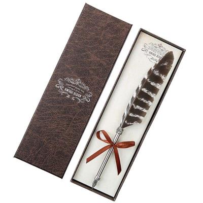 Divit Tüy Kalem Kahve Beyaz Kaz Tüyü Kaligrafi Yazma Dekoratif Dolma Kalem