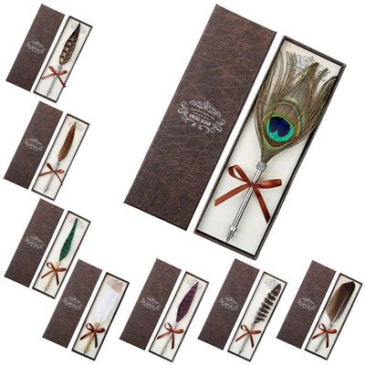 Divit Tüy Kalem Kahverengi Kaz Tüyü Kaligrafi Yazma Dekoratif Dolma Kalem