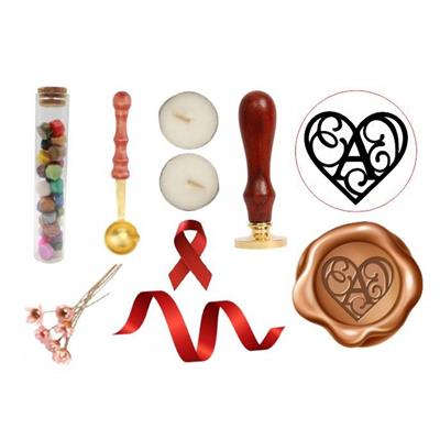 Kalp Dolgulu A-Z Harf Mum Mühürü Seti 