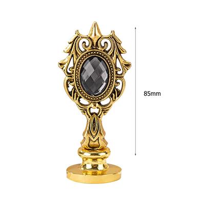 Kraliyet Füme Taşlı Döküm Metal Mum Mührü Sapı Antik Gold